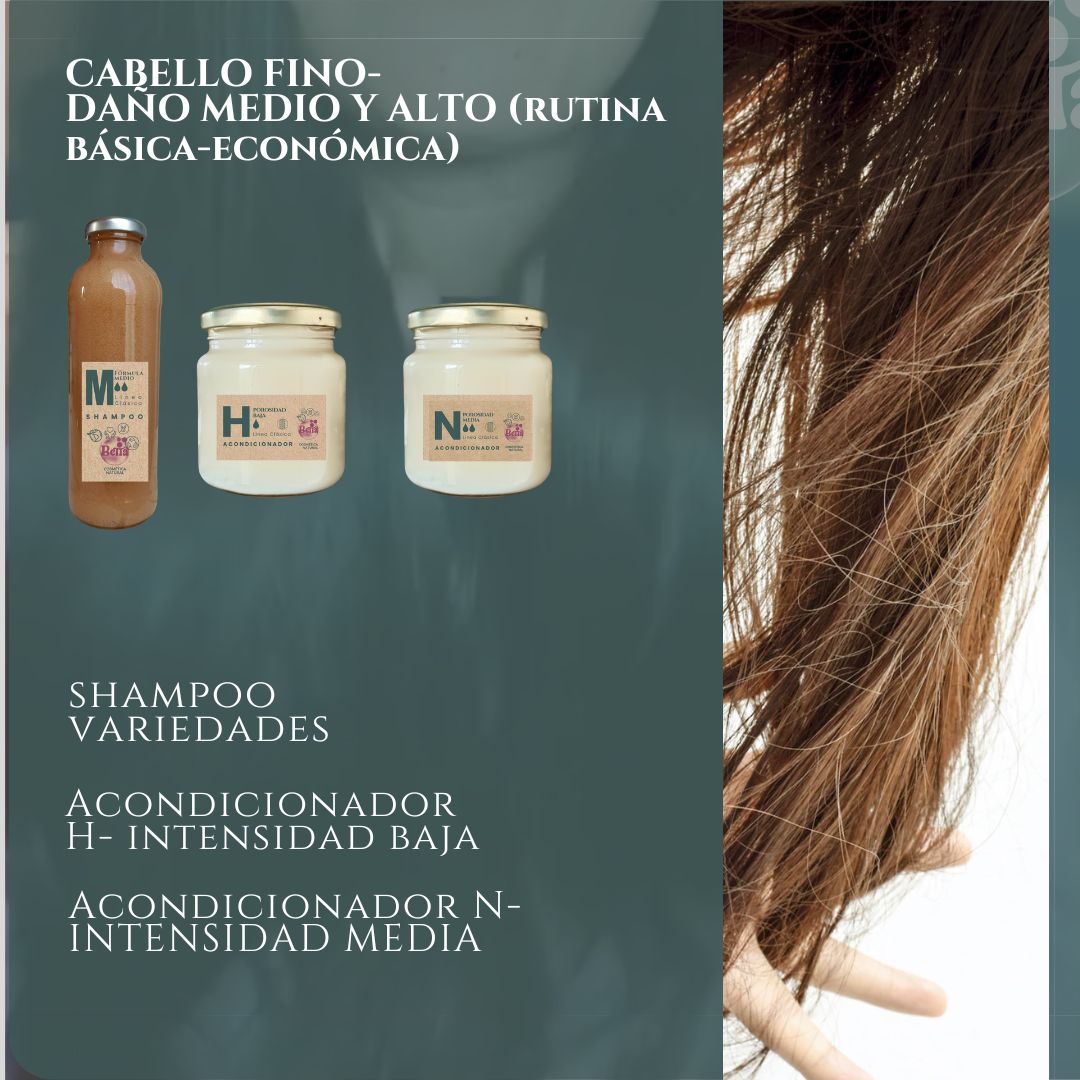 Pack Rutina Cabello FINO- Daño MEDIO/ALTO (pack básico/económico)