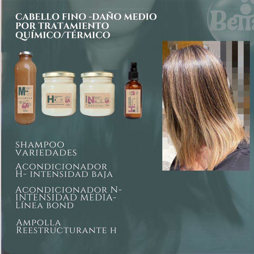 Pack Rutina Cabello FINO- Daño MEDIO (daño químico/térmico)